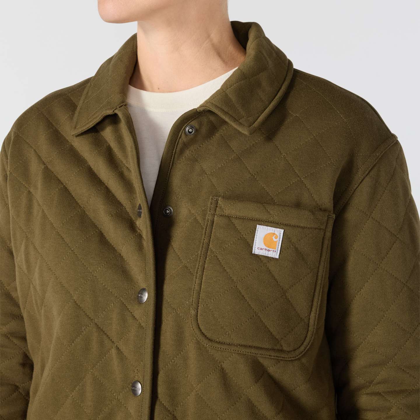 Женская рубашка Carhartt Paxton Quilted Shirt Jac, цвет: Burnished Logs — фото 3