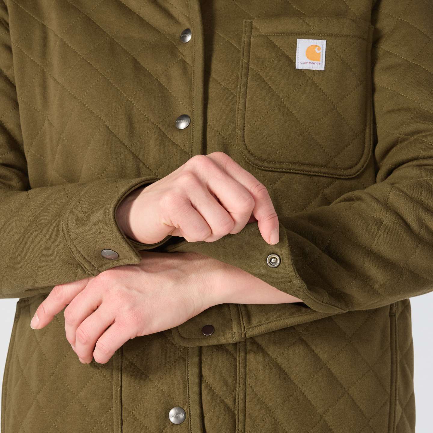 Женская рубашка Carhartt Paxton Quilted Shirt Jac, цвет: Burnished Logs — фото 6