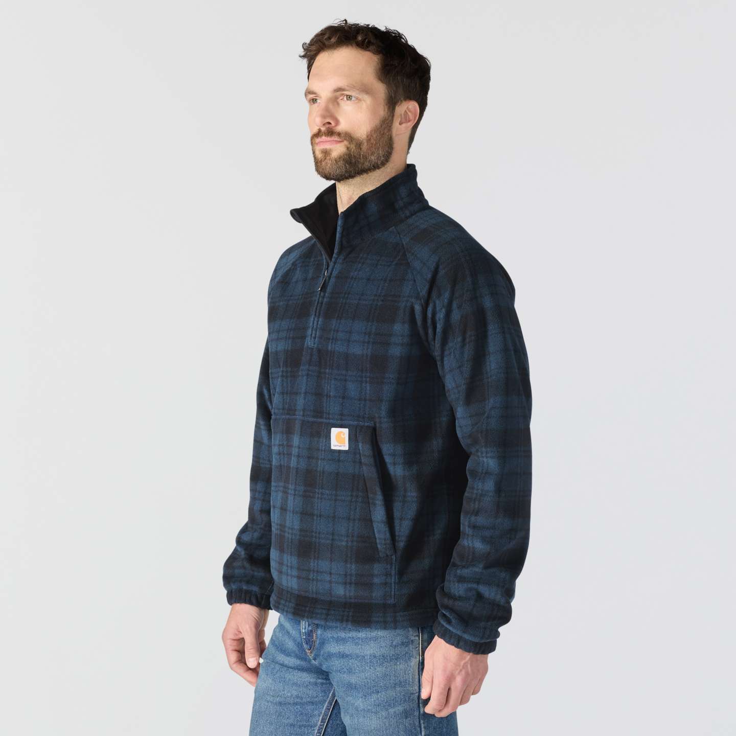 Мужской свитер Carhartt Elkhart Pullover, цвет: Синий клетчатый — фото 2