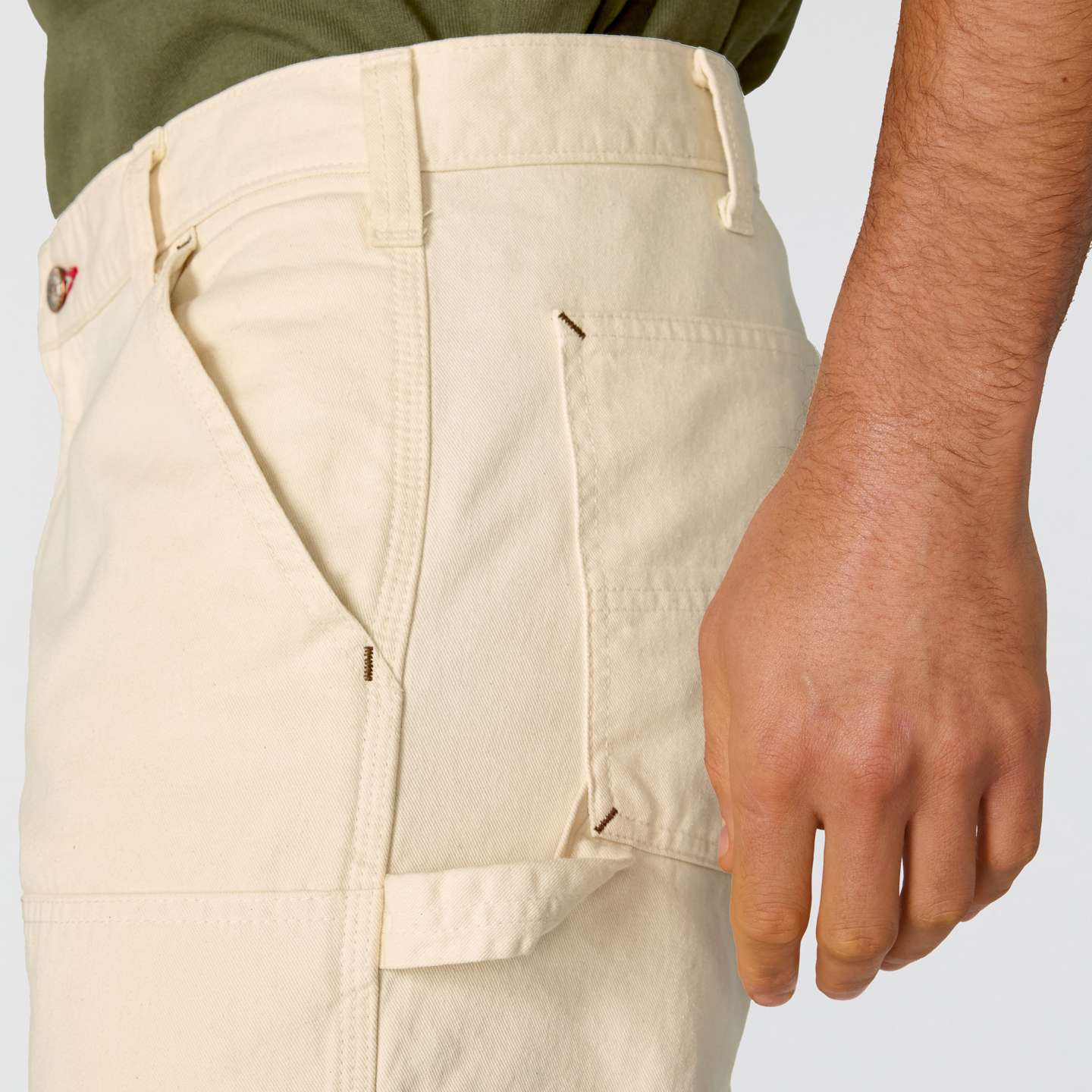 Мужские брюки Carhartt Crafted Series Loose Straight Drill Painter Double Front Dungaree, цвет: Экрю — фото 5