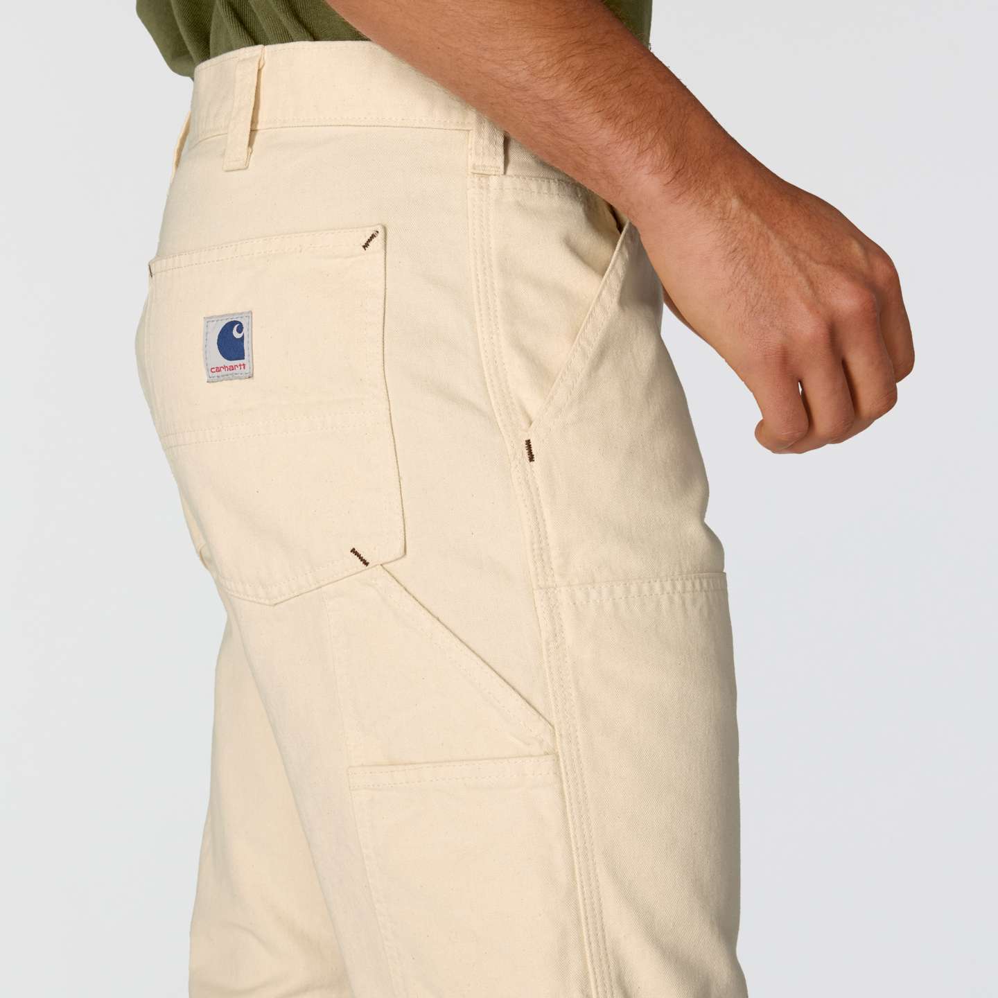 Мужские брюки Carhartt Crafted Series Loose Straight Drill Painter Double Front Dungaree, цвет: Экрю — фото 4