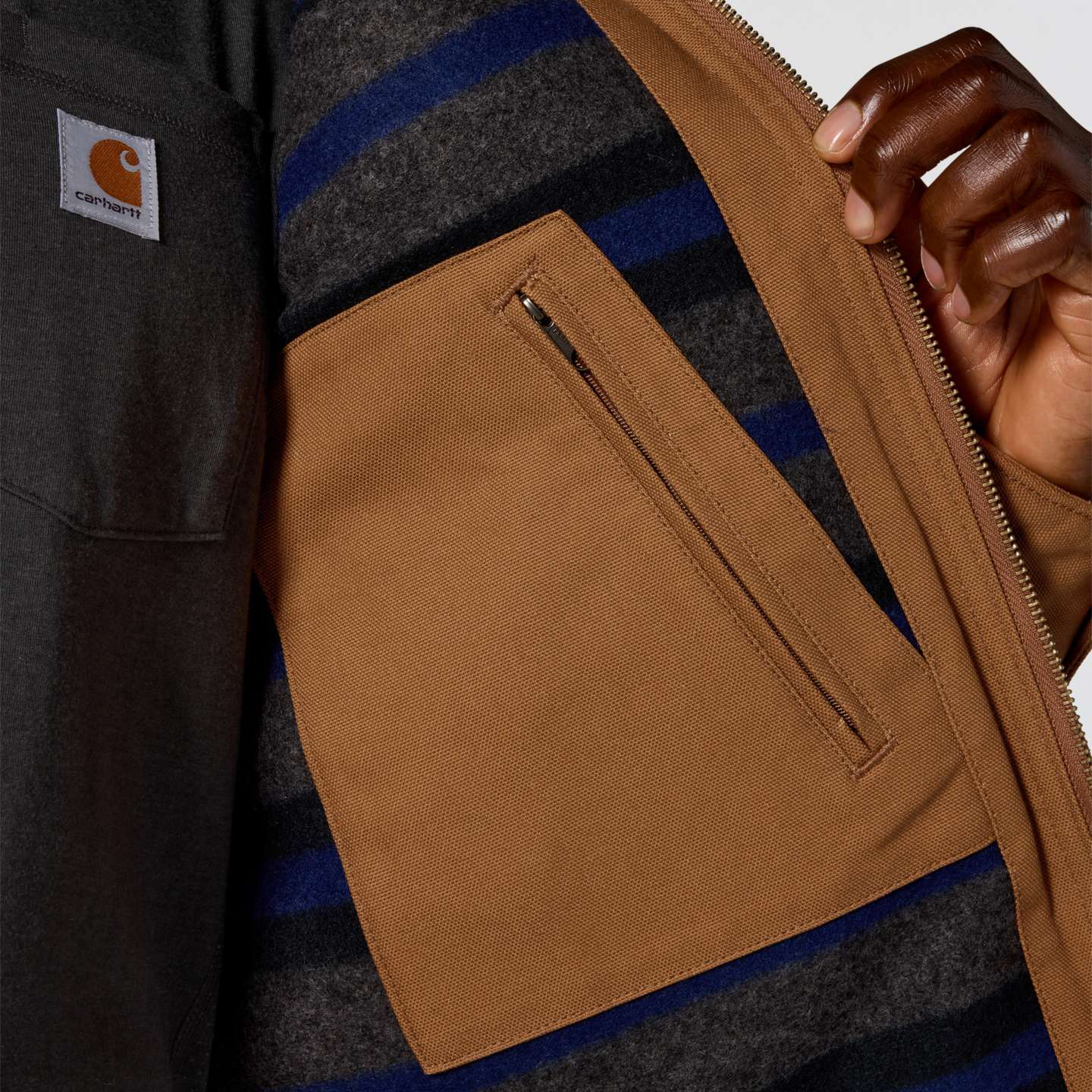 Мужская куртка Carhartt Ford Detroit Jac, цвет: Коричневый — фото 5