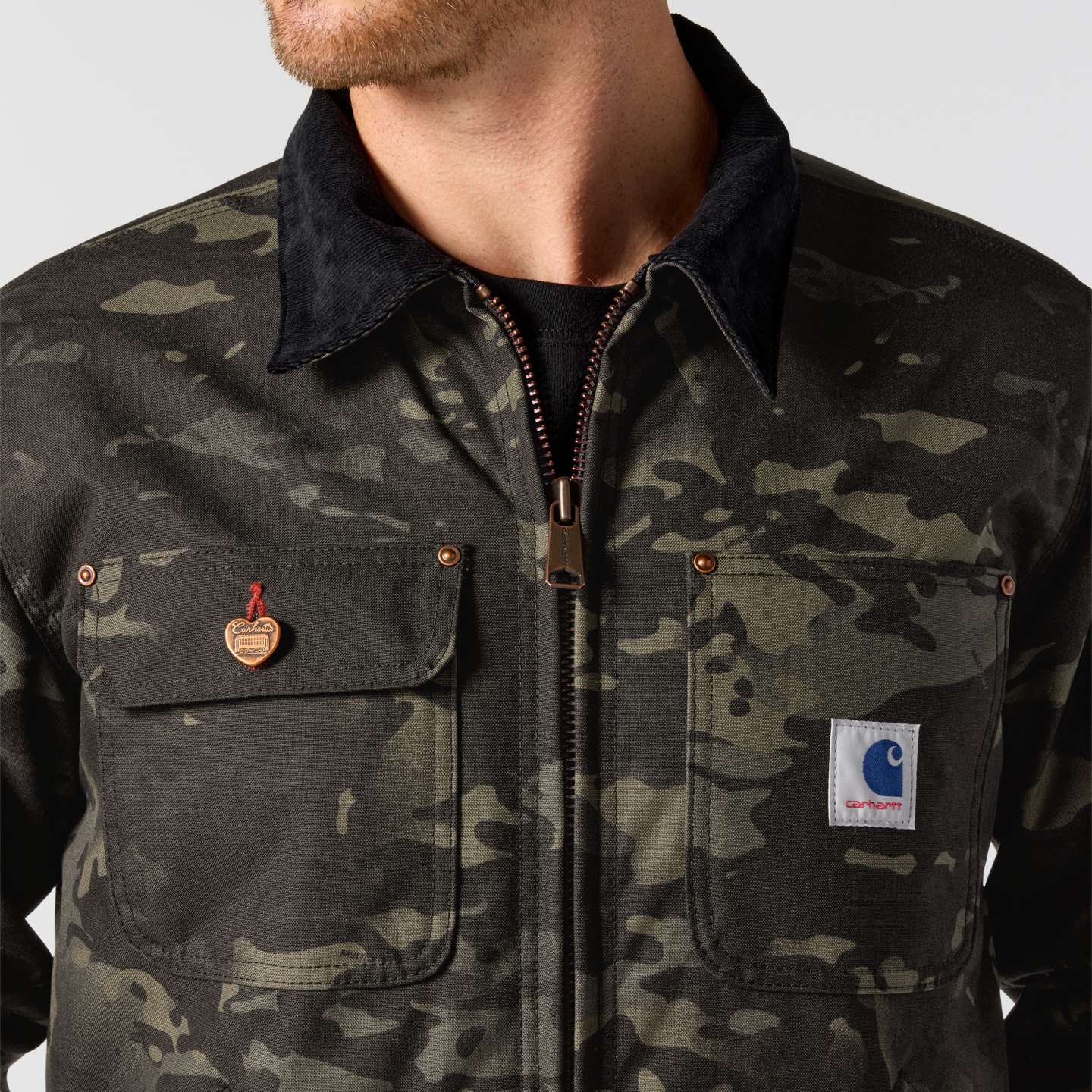 Мужская куртка Carhartt Crafted Series Cordura Sherpa Lined Chore, цвет: Чёрный — фото 4