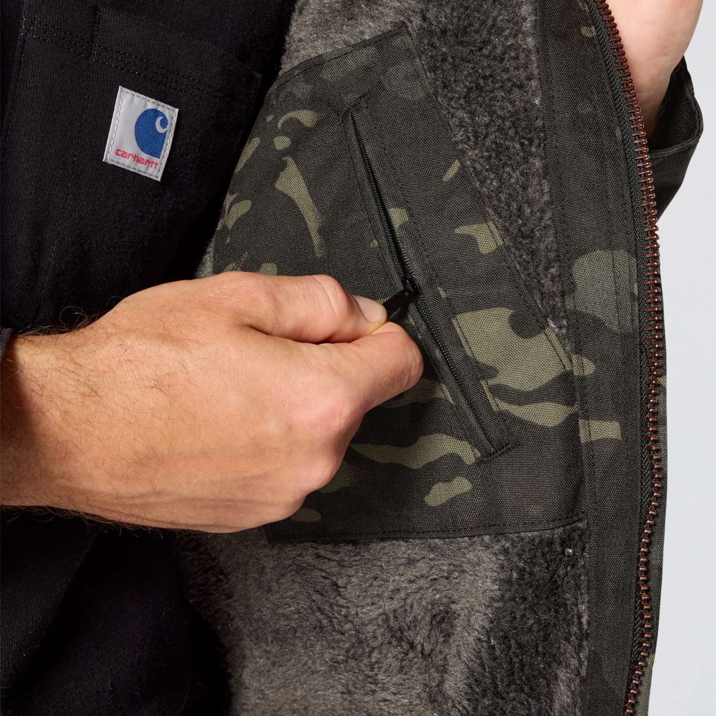 Мужская куртка Carhartt Crafted Series Cordura Sherpa Lined Chore, цвет: Чёрный — фото 6