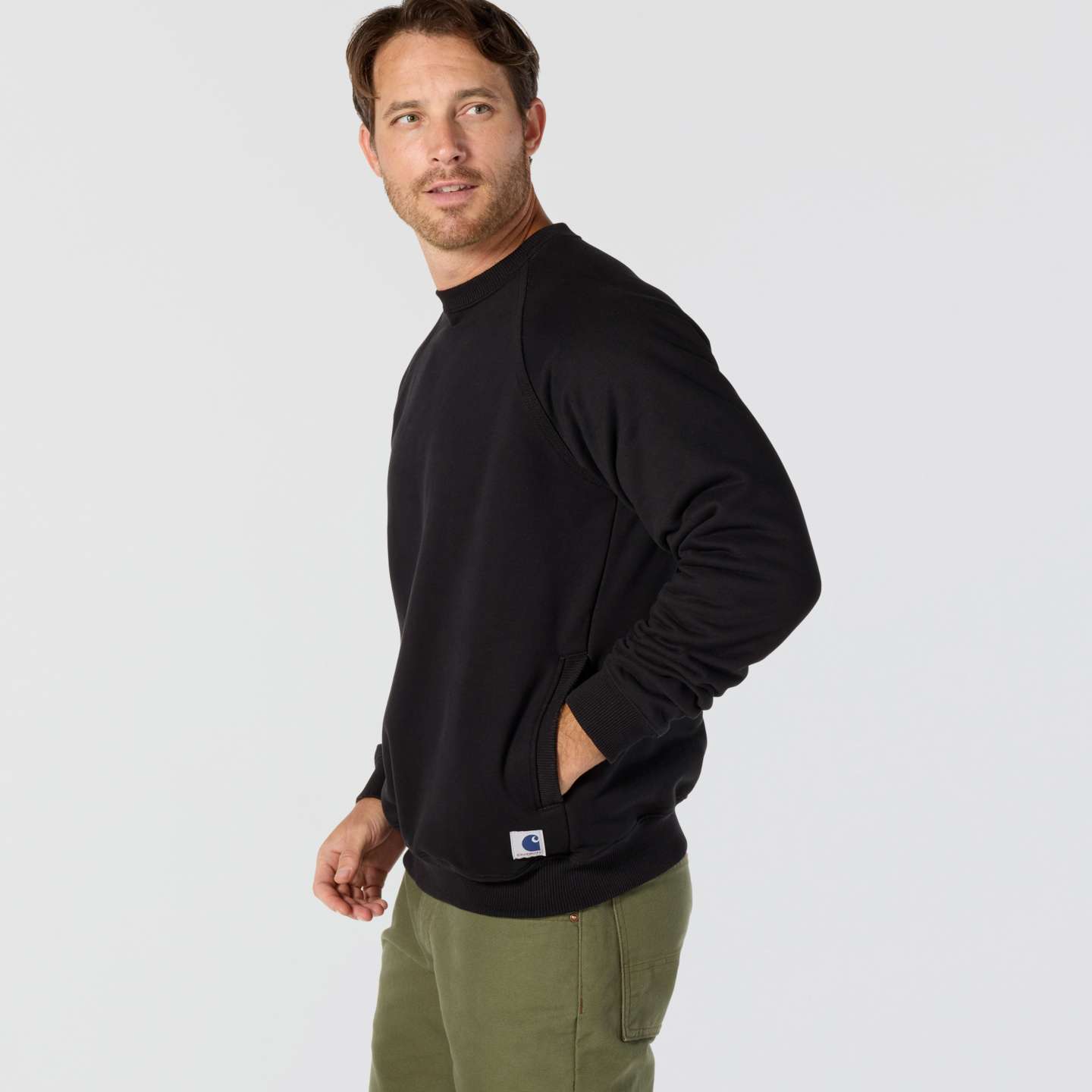 Мужской свитшот Carhartt Crafted Series Heavyweight Fleece Crewneck, цвет: Чёрный — фото 2