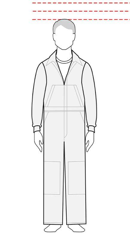 measurements men's short coverall