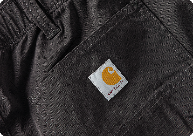 Close-up view of Carhartt ripstop pant material highlighting the weave and texture