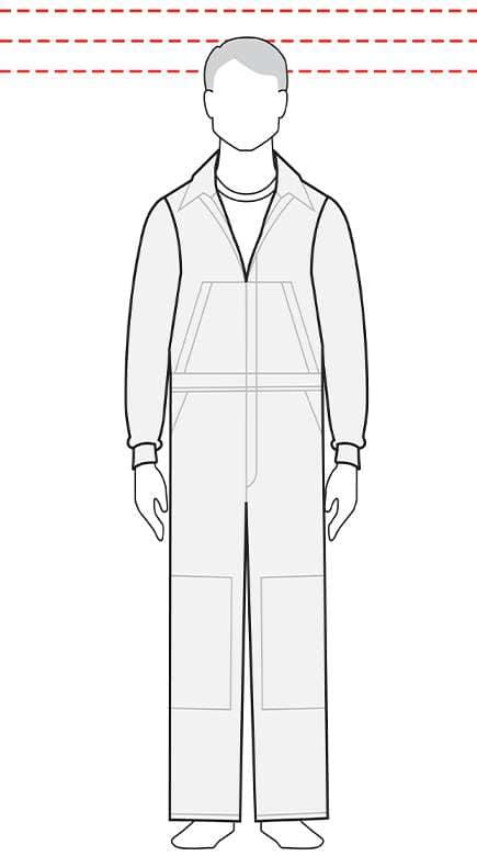 measurements men's regular coverall