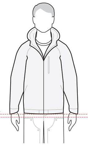 measurements men's performance jacket