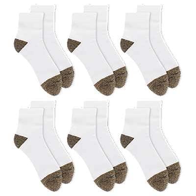 Carhartt Men's White All Season Steel-Toe Quarter Sock, 6 Pack