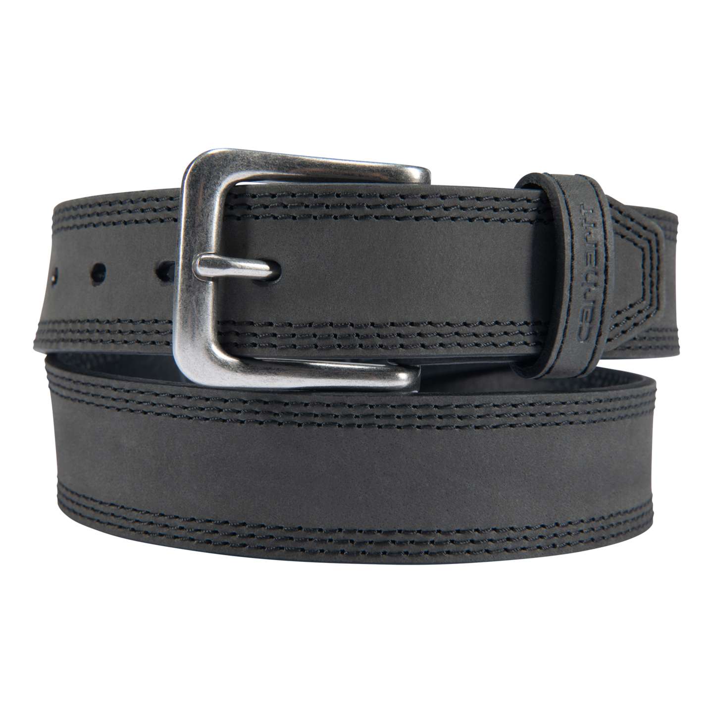 Мужской ремень Carhartt Leather Triple Stitch Belt, цвет: Чёрный — фото 1