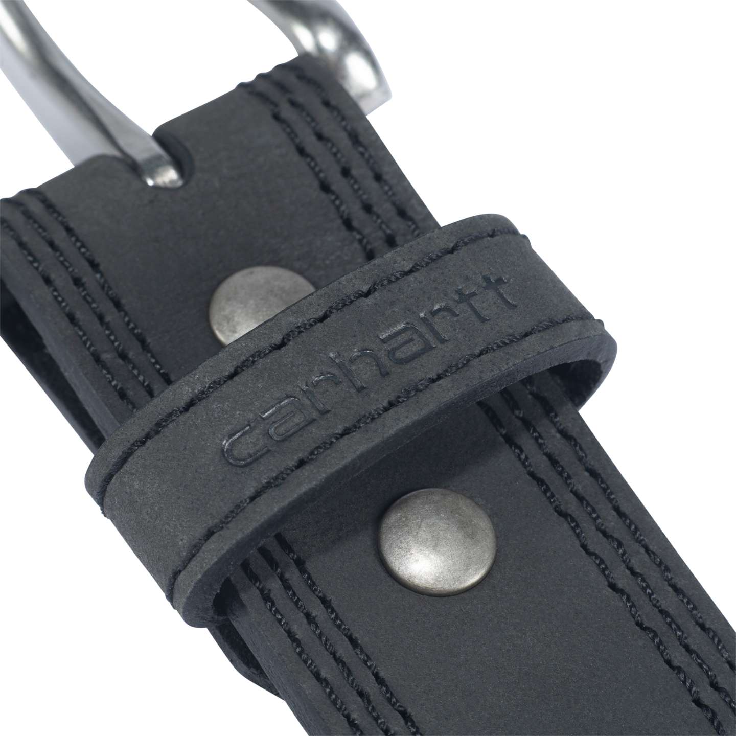 Мужской ремень Carhartt Leather Triple Stitch Belt, цвет: Чёрный — фото 4