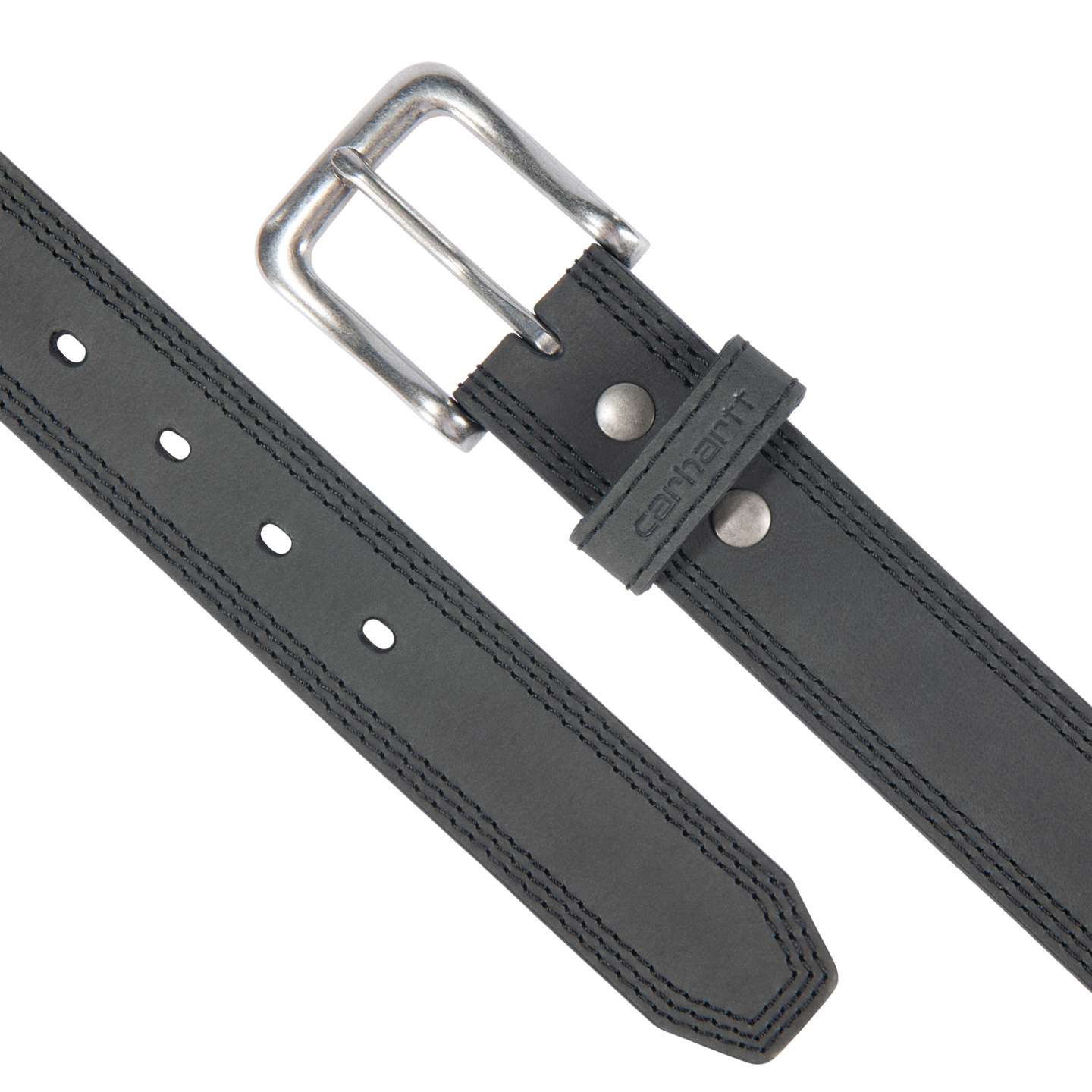 Мужской ремень Carhartt Leather Triple Stitch Belt, цвет: Чёрный — фото 2