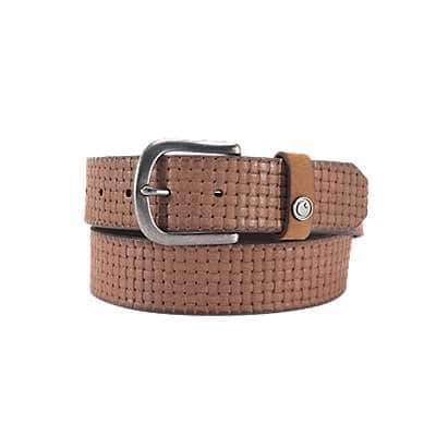 Carhartt Men's Dark Brown Saddle Leather Basketweave Belt
