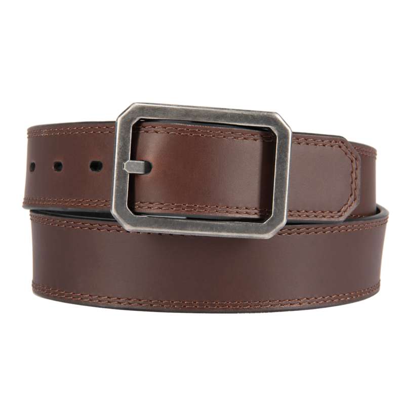 Carhartt  Dark Brown Leather Reversible Center Bar Buckle Belt