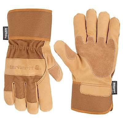 Carhartt Men's Carhartt Brown Insulated Grain Leather Safety Cuff Work Glove