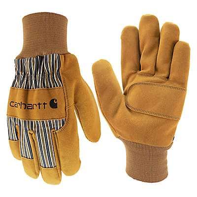 Carhartt Men's Brown Synthetic Suede Knit Cuff Work Glove