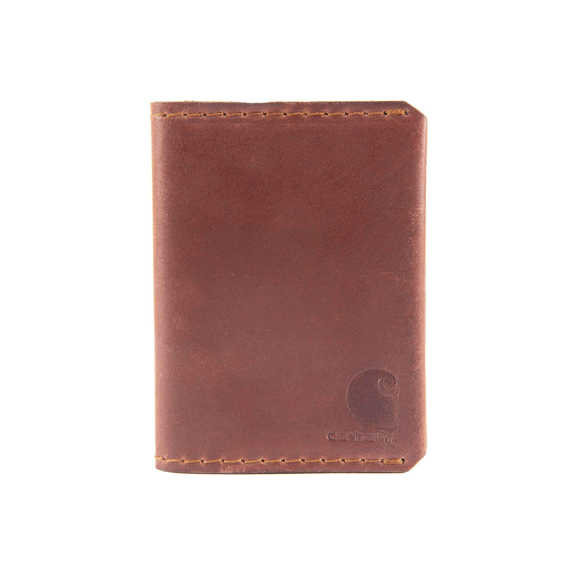 Carhartt Men's Oil Tan Leather Six Card Two Side Pocket Trifold