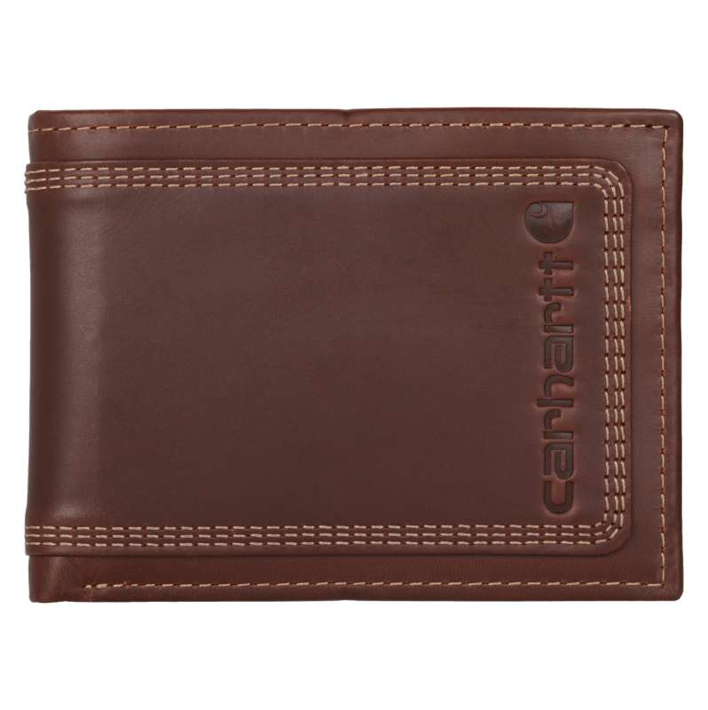 Carhartt  Dark Brown Leather Triple-Stitched Passcase