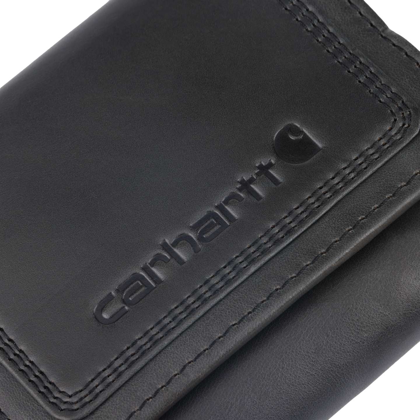 Мужской кошелёк Carhartt Leather Triple-Stitched Trifold Wallet, цвет: Чёрный — фото 6