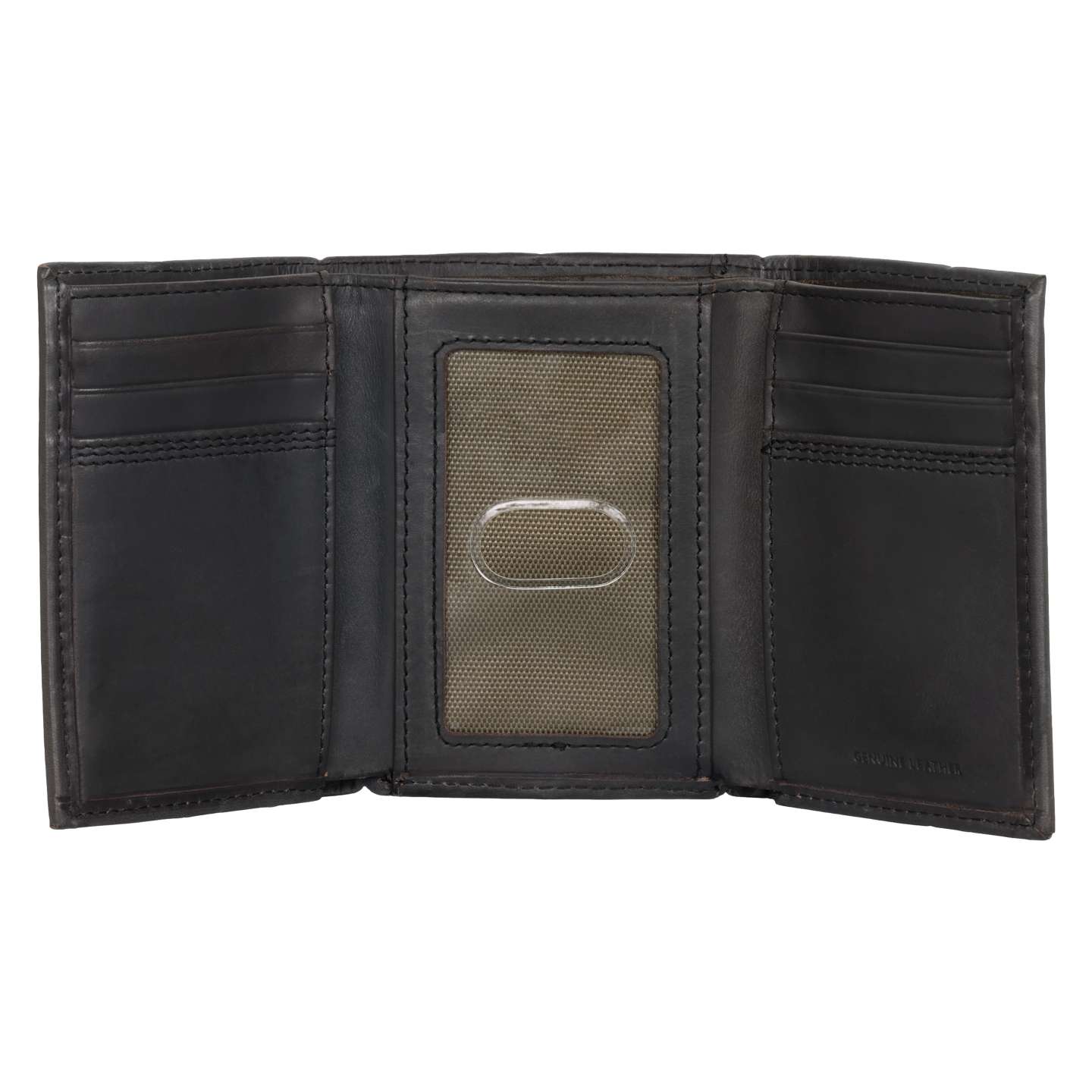 Мужской кошелёк Carhartt Leather Triple-Stitched Trifold Wallet, цвет: Чёрный — фото 5