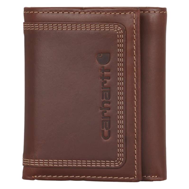 Carhartt  Dark Brown Leather Triple-Stitched Trifold Wallet