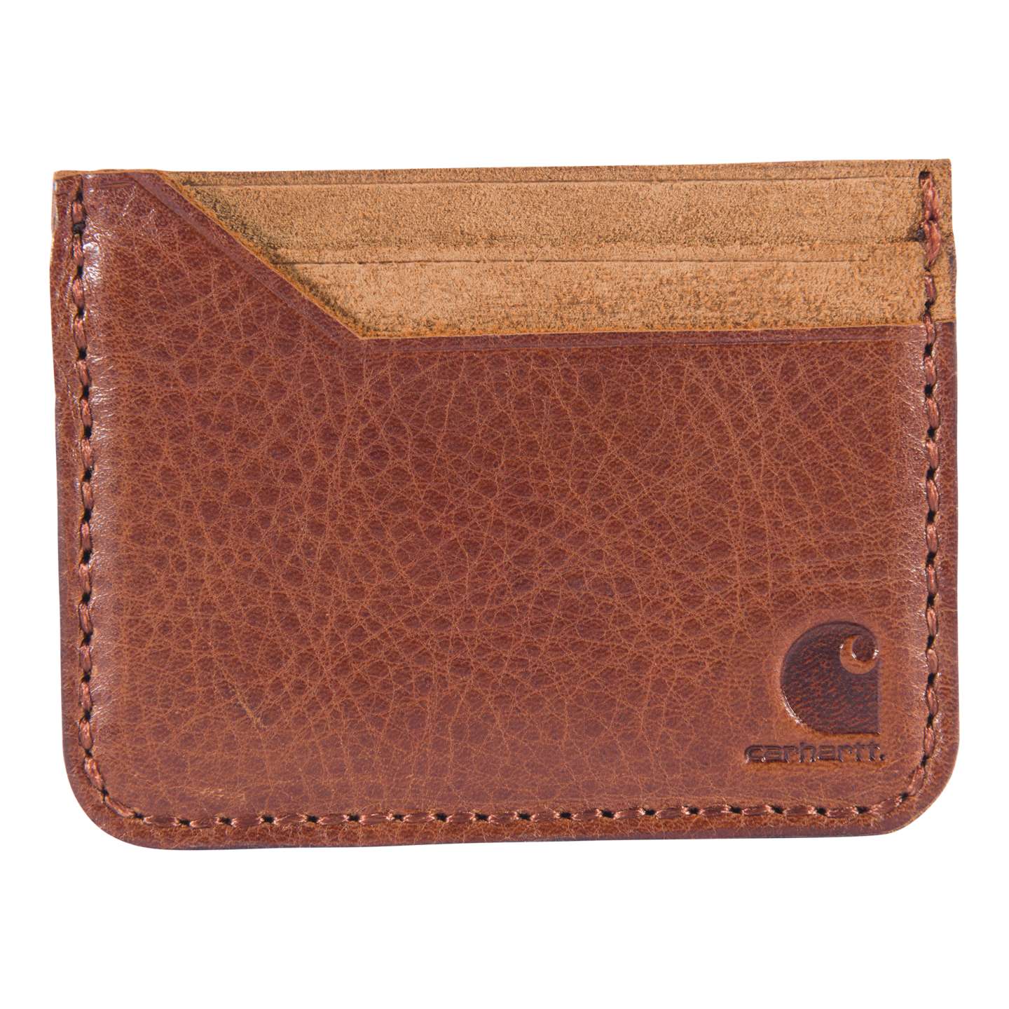 Мужской кошелёк Carhartt Patina Leather Front Pocket Wallet, цвет: Тёмный коричневый — фото 1