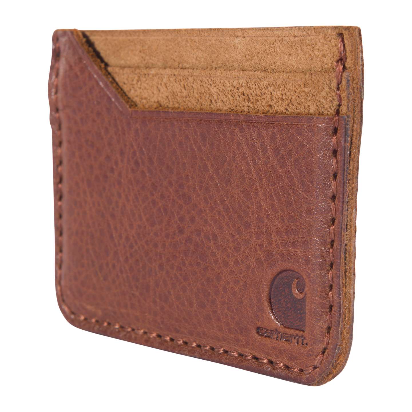 Мужской кошелёк Carhartt Patina Leather Front Pocket Wallet, цвет: Тёмный коричневый — фото 3