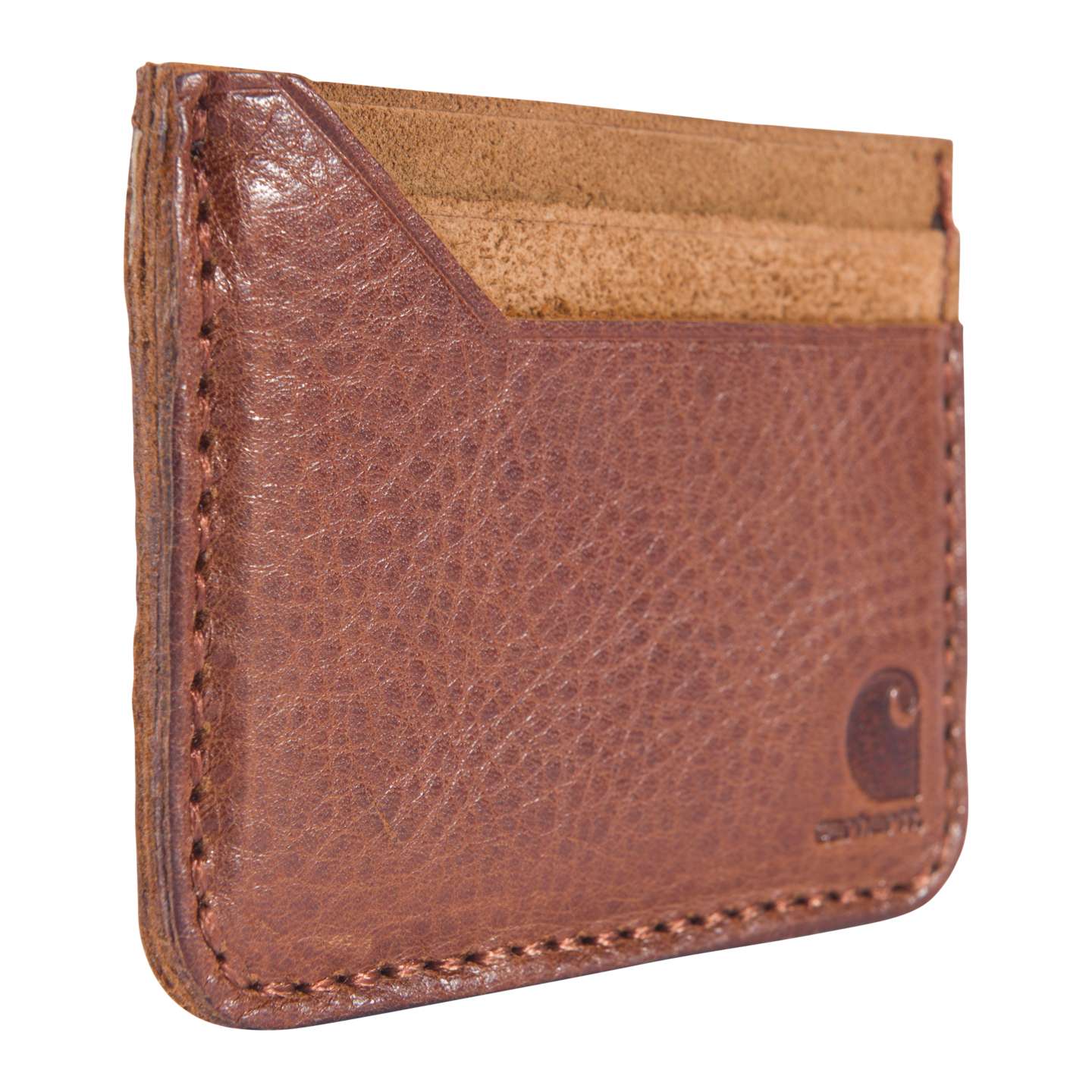 Мужской кошелёк Carhartt Patina Leather Front Pocket Wallet, цвет: Тёмный коричневый — фото 4