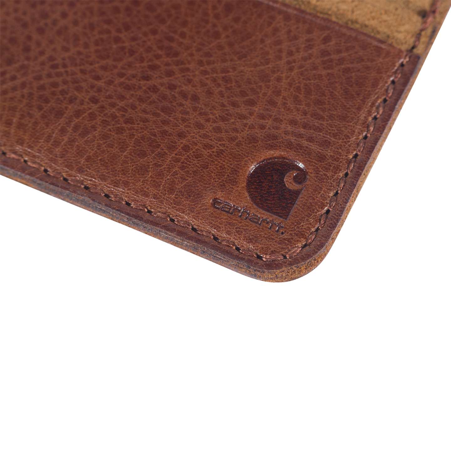 Мужской кошелёк Carhartt Patina Leather Front Pocket Wallet, цвет: Тёмный коричневый — фото 6