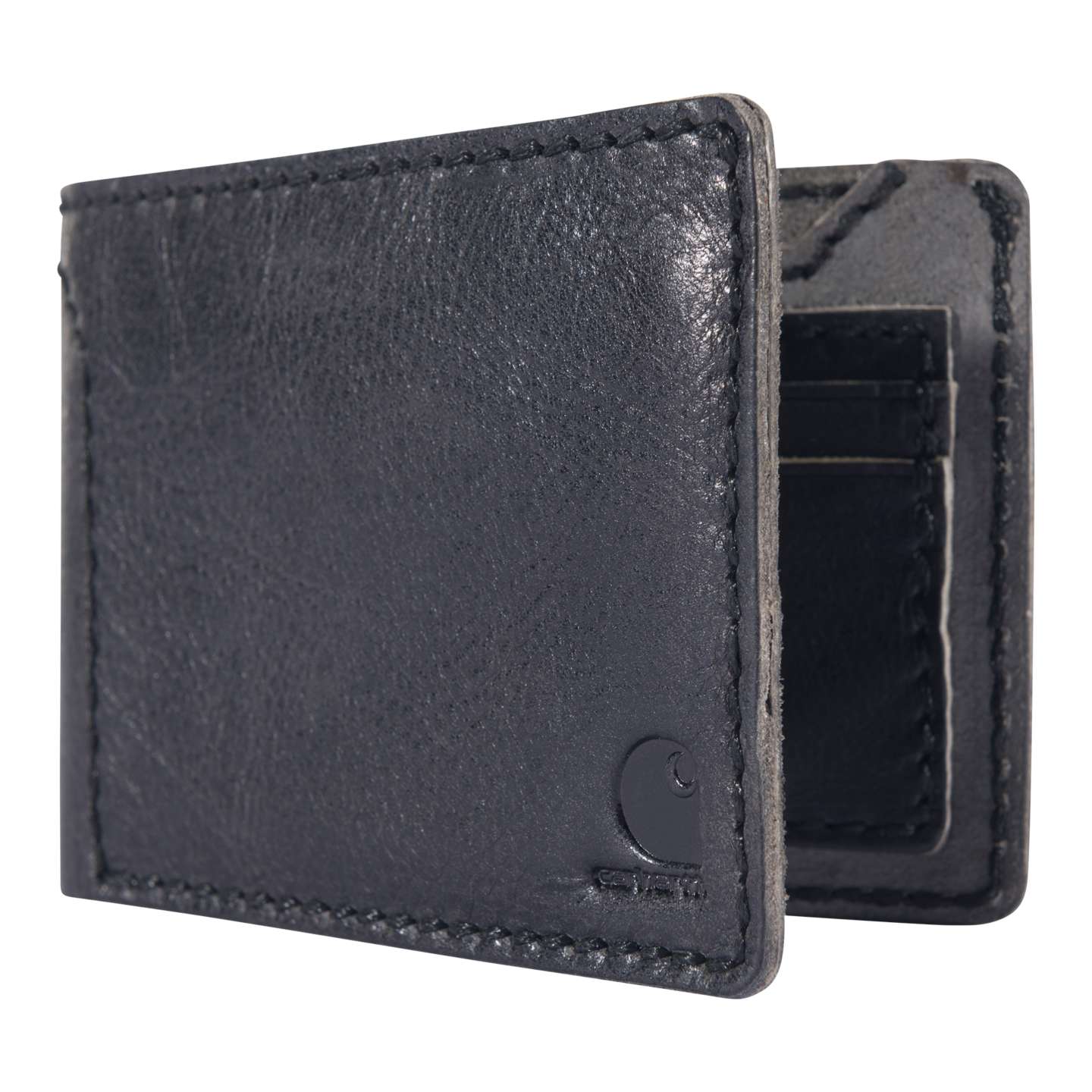 Мужской кошелёк Carhartt Patina Leather Bifold Wallet, цвет: Чёрный — фото 3