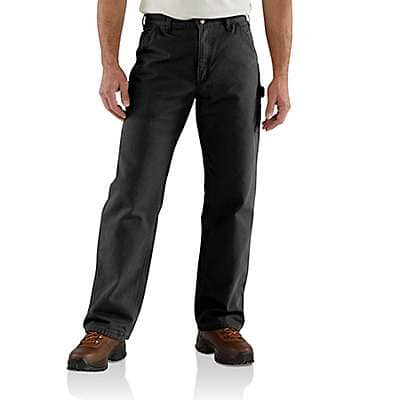 Carhartt Men's Black Loose Fit Washed Duck Flannel-Lined Utility Work Pant