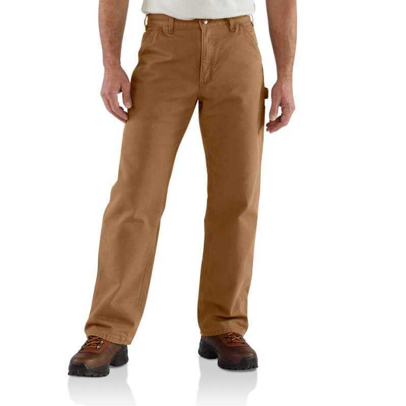 Carhartt  Carhartt Brown Loose Fit Washed Duck Flannel-Lined Utility Work Pant