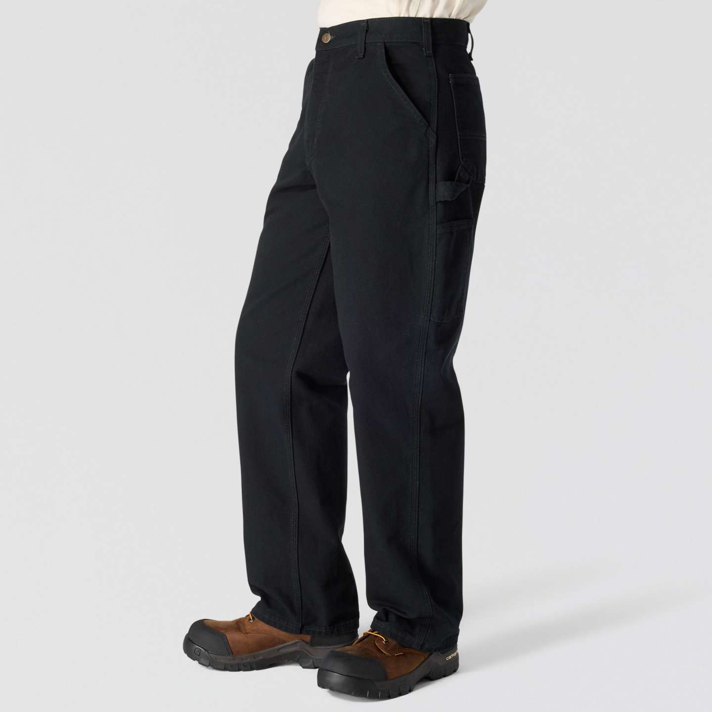 Мужские брюки Carhartt Loose Straight Washed Duck Dungaree, цвет: Чёрный — фото 3
