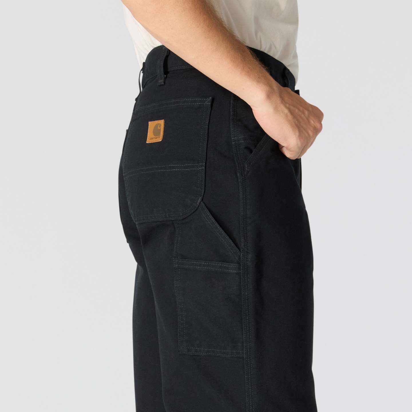 Мужские брюки Carhartt Loose Straight Washed Duck Dungaree, цвет: Чёрный — фото 4