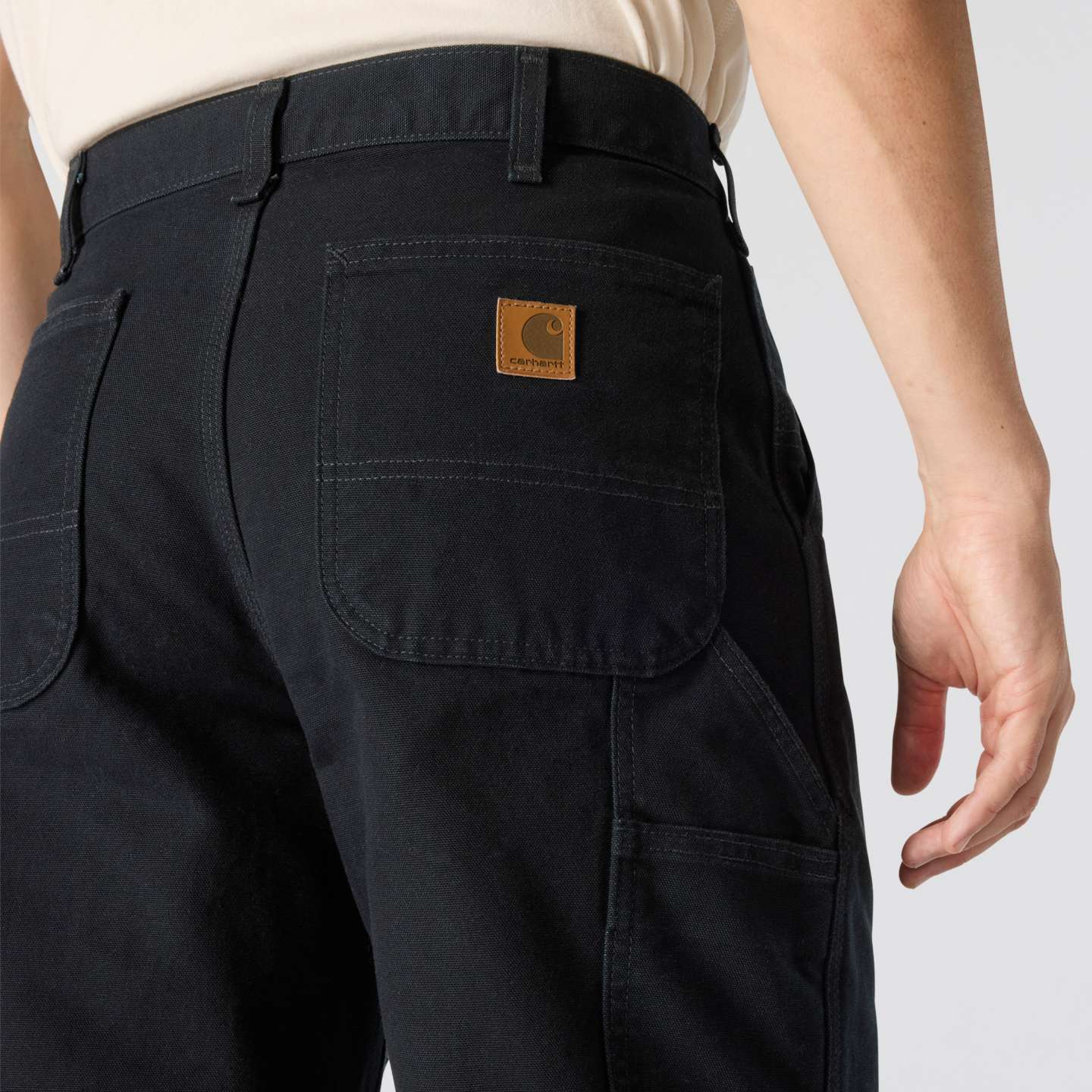 Мужские брюки Carhartt Loose Straight Washed Duck Dungaree, цвет: Чёрный — фото 6