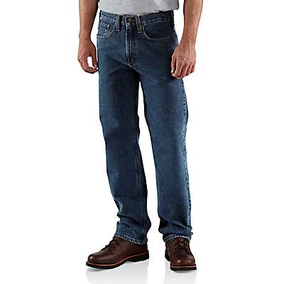 Carhartt Men's Dark Vintage Blue Straight/Traditional-Fit Straight-Leg Jean