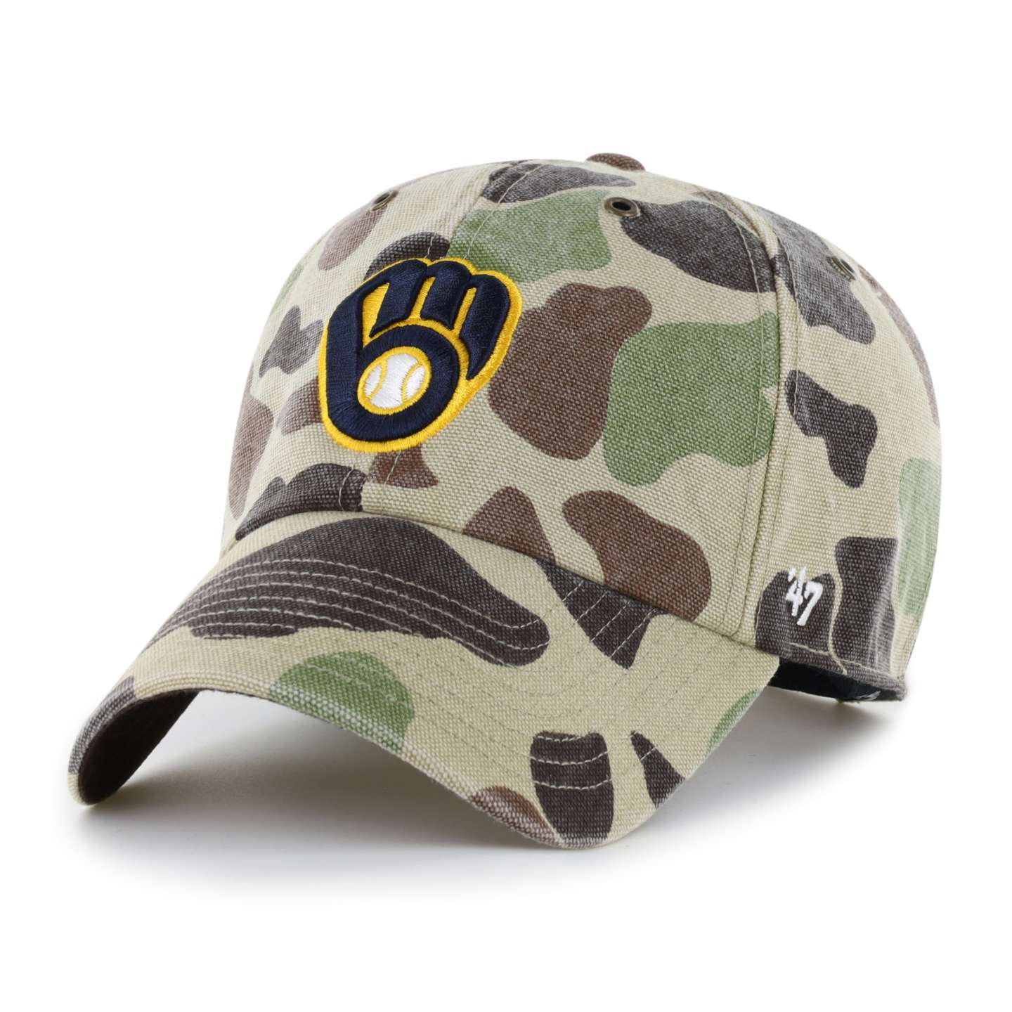 Мужская бейсболка '47 Milwaukee Brewers Camo Clean Up для Carhartt, цвет: Камуфляжный — фото 1