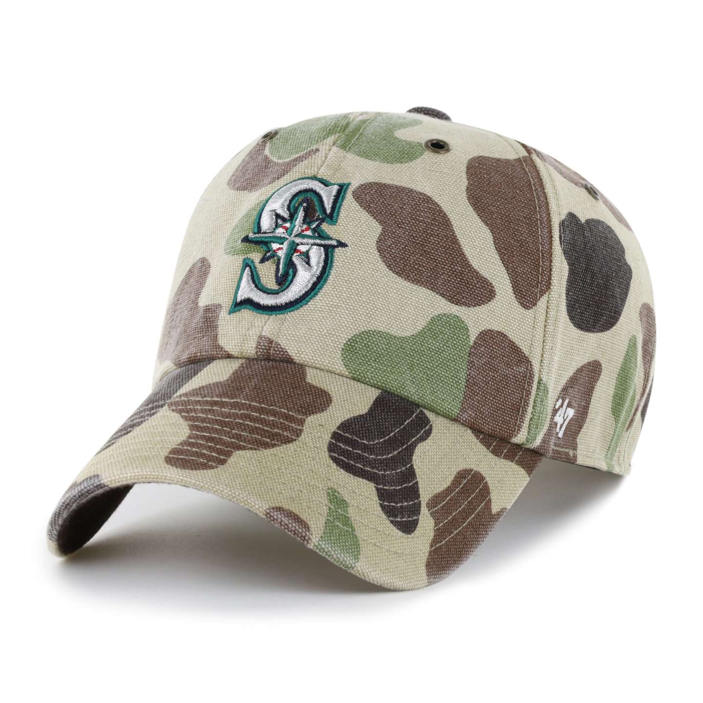 Мужская бейсболка '47 Seattle Mariners Camo Clean Up для Carhartt, цвет: Камуфляжный — фото 1