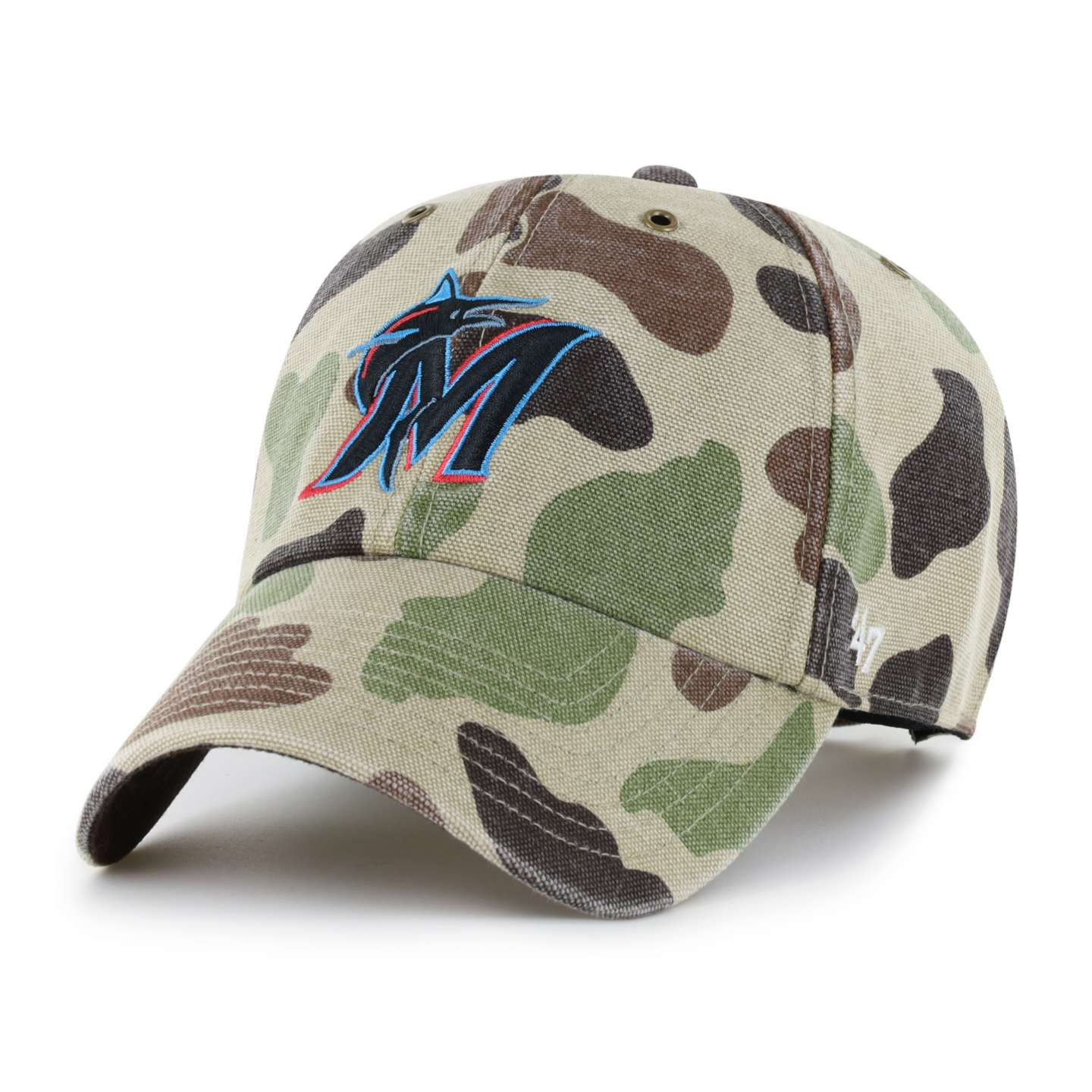 Мужская бейсболка '47 Miami Marlins Camo Clean Up для Carhartt, цвет: Камуфляжный — фото 1