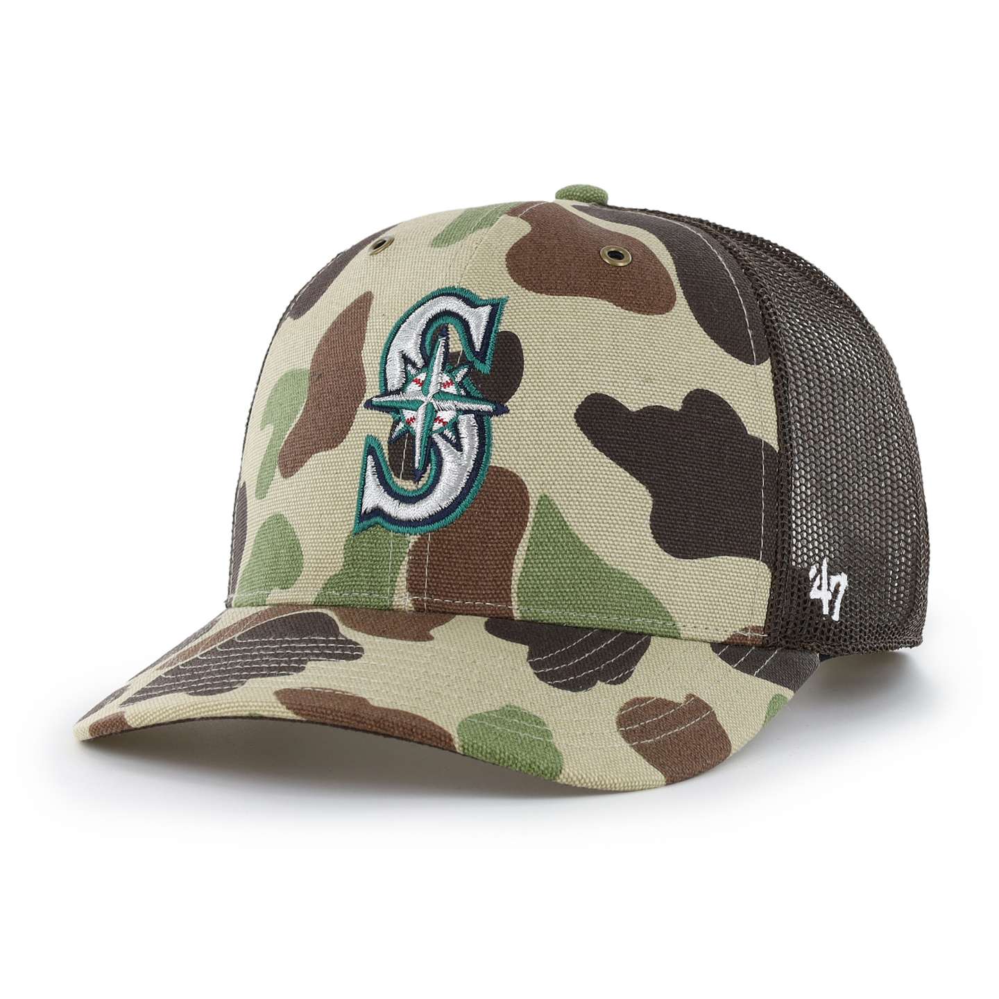 Мужская кепка-тракер '47 Seattle Mariners Camo Trucker для Carhartt, цвет: Камуфляжный — фото 1