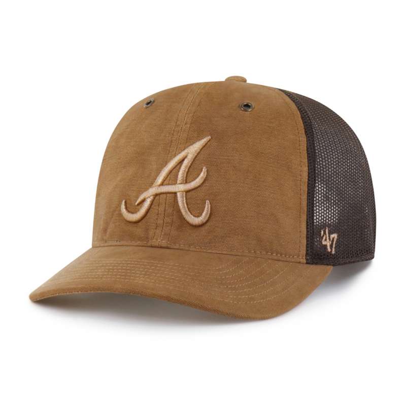 Carhartt  Worn Brown Atlanta Braves '47 Dyed Trucker Relaxed Fit