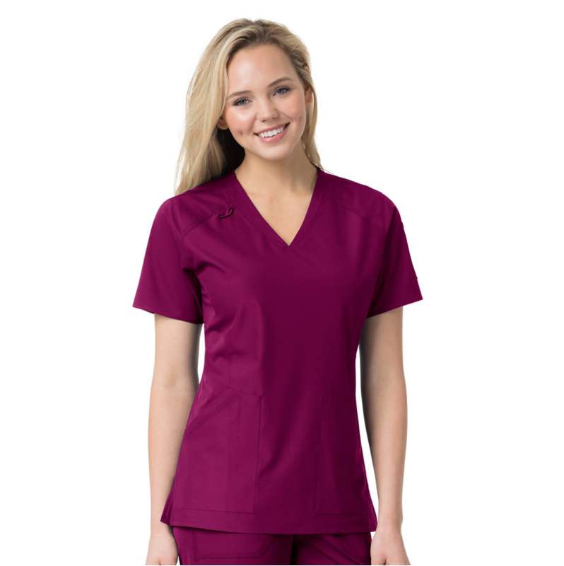 Carhartt  Wine Women's Force Liberty Twill V-Neck Scrub Top