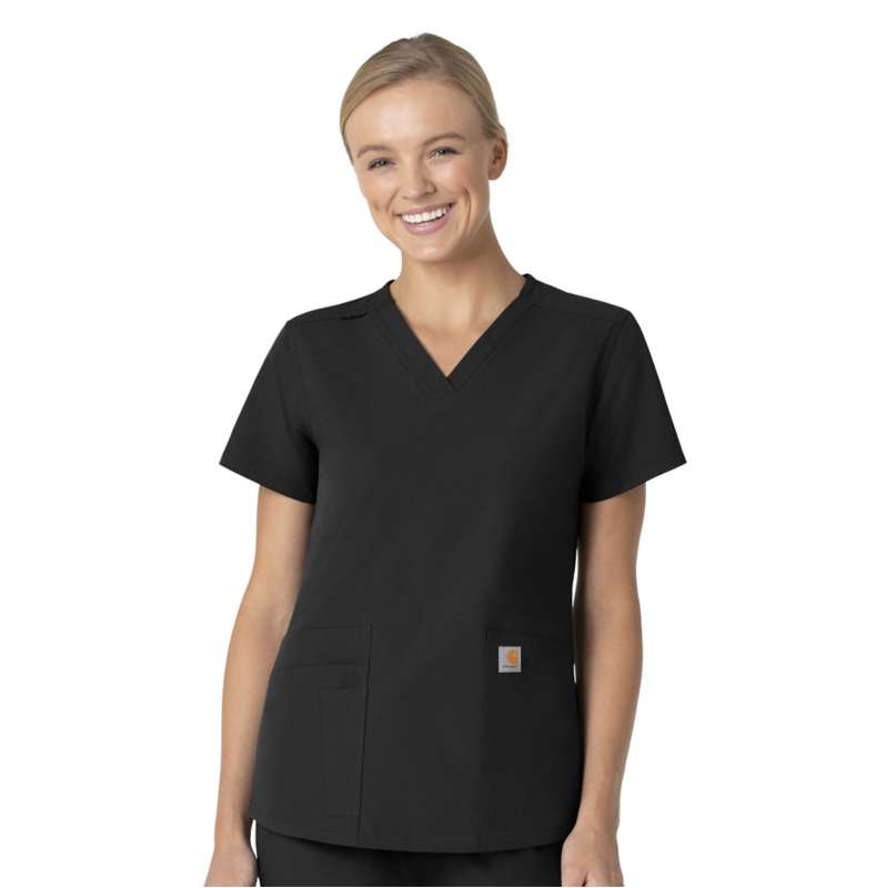 Carhartt  Black Women's Force Essentials V-Neck Scrub Top