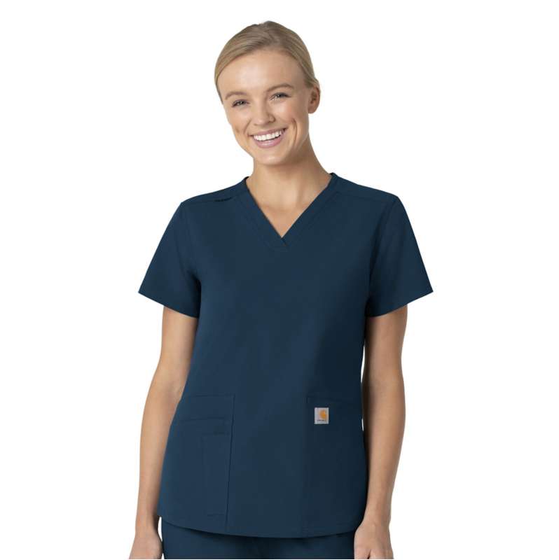 Carhartt  Caribbean Blue Women's Force Essentials V-Neck Scrub Top