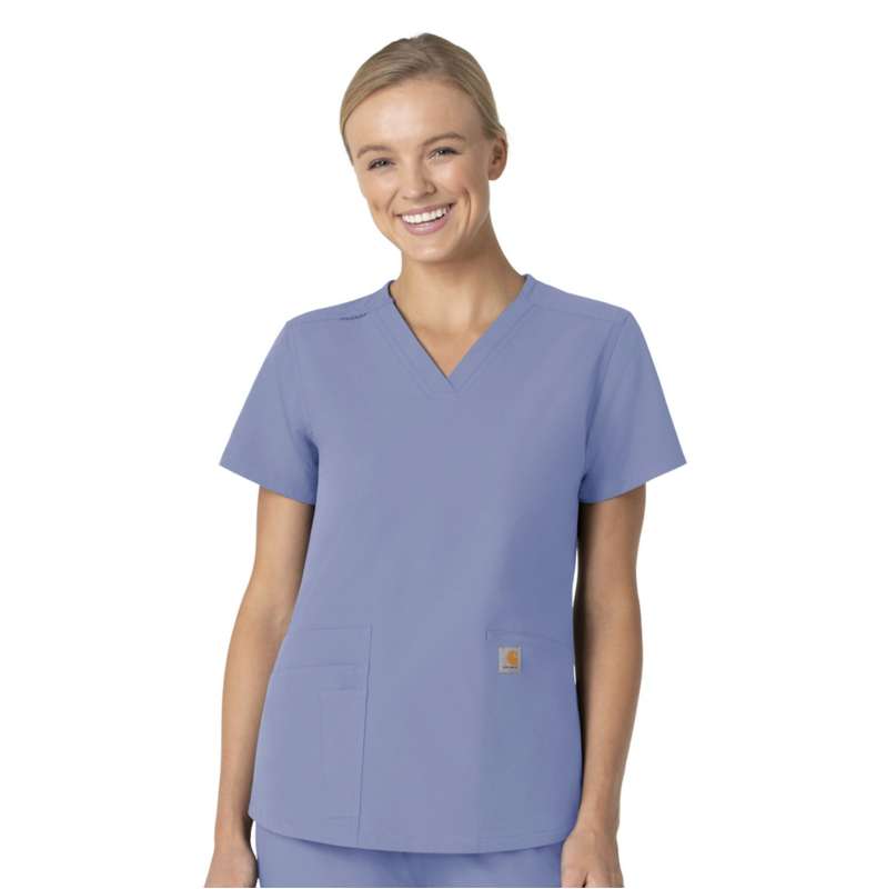 Carhartt  Ceil Blue Women's Force Essentials V-Neck Scrub Top