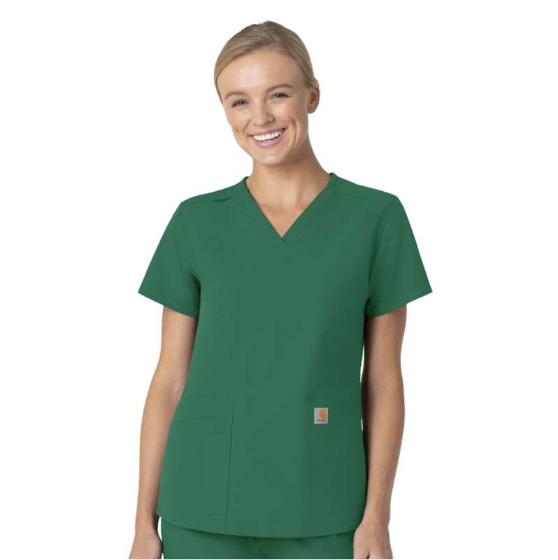 Carhartt  Hunter Green Women's Force Essentials V-Neck Scrub Top