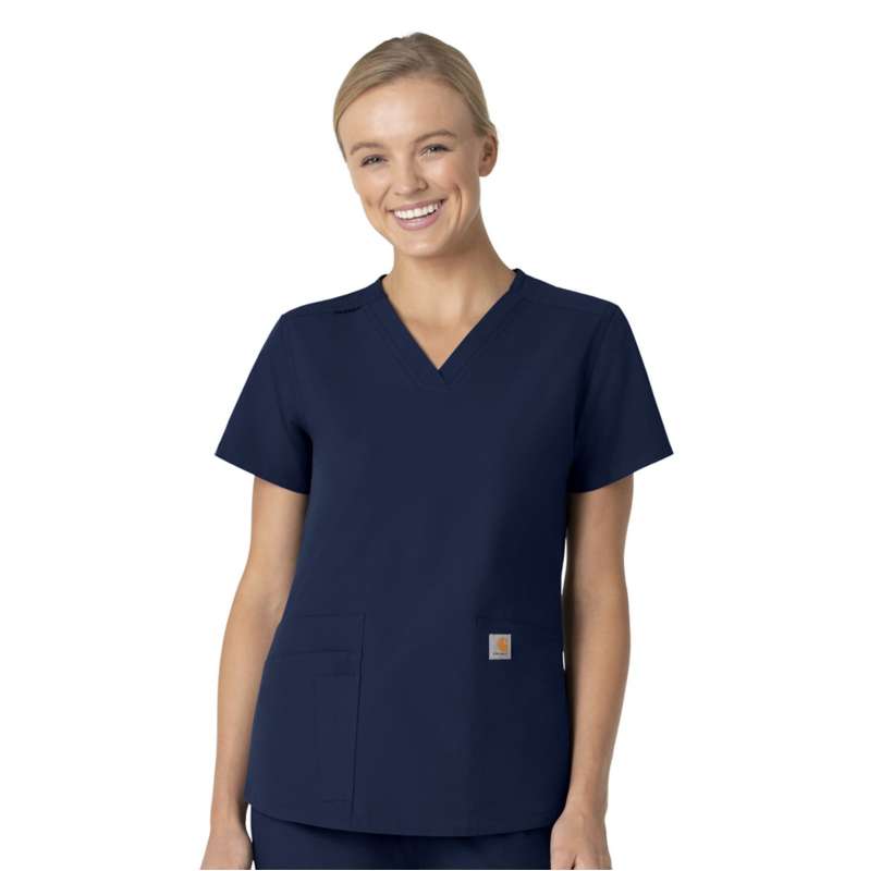 Carhartt  Navy Women's Force Essentials V-Neck Scrub Top