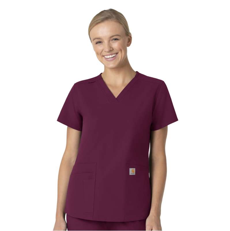 Carhartt  Wine Women's Force Essentials V-Neck Scrub Top