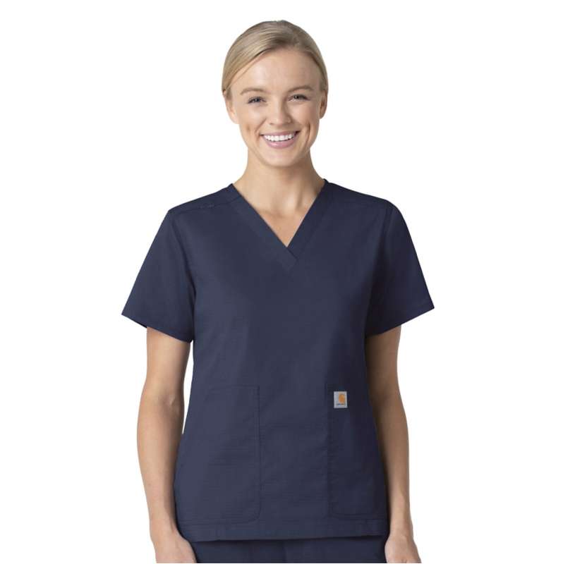 Women's Rugged Flex® Ripstop V-Neck Scrub Top | Navy | Carhartt